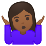 女人耸肩:中黑肤色emoji素材一 160x160像素