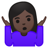 女人耸耸肩:深色肤色emoji素材一 160x160像素