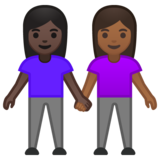 女性牵手:深色肤色,中深色肤色emoji素材一 160x160像素