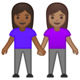女性牵手:中深色肤色,中肤色emoji素材一 160x160像素