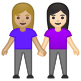 女性牵手:中浅肤色,浅肤色emoji素材一 160x160像素