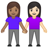 女性牵手:中等肤色,浅肤色emoji素材一 160x160像素