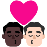 亲吻: 男人男人较深肤色较浅肤色emoji素材一 160x160像素