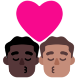 亲吻: 男人男人较深肤色中等肤色emoji素材一 160x160像素