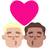 亲吻: 男人男人中等-浅肤色中等肤色emoji素材一 160x160像素