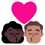 亲吻: 女人男人较深肤色中等肤色emoji素材一 160x160像素
