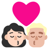 亲吻: 女人男人较浅肤色中等-浅肤色emoji素材一 160x160像素