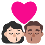 亲吻: 女人男人较浅肤色中等肤色emoji素材一 160x160像素