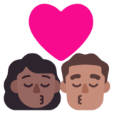 亲吻: 女人男人中等-深肤色中等肤色emoji素材一 160x160像素