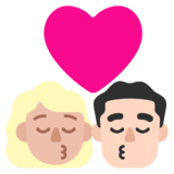 亲吻: 女人男人中等-浅肤色较浅肤色emoji素材一 160x160像素