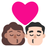 亲吻: 女人男人中等肤色较浅肤色emoji素材一 160x160像素