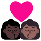 亲吻: 女人女人较深肤色中等-深肤色emoji素材一 160x160像素