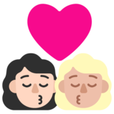 亲吻: 女人女人较浅肤色中等-浅肤色emoji素材一 160x160像素
