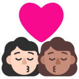 亲吻: 女人女人较浅肤色中等肤色emoji素材一 160x160像素