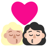 亲吻: 女人女人中等-浅肤色较浅肤色emoji素材一 160x160像素