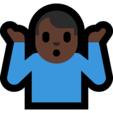 男人耸肩:深色肤色emoji素材一 160x160像素