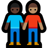 男士牵手:深色肤色,中等肤色emoji素材一 160x160像素