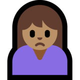 人皱眉:中等肤色emoji素材一 160x160像素