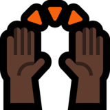 举起手:深色肤色emoji素材一 160x160像素