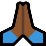 双手合十、祈祷的手:中等深色肤色emoji素材一 160x160像素