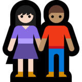 男女牵手:浅肤色,中肤色emoji素材一 160x160像素