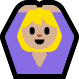 做“好”手势的女人:中等浅肤色emoji素材一 160x160像素