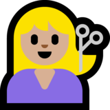 女士理发:中等浅肤色emoji素材一 160x160像素