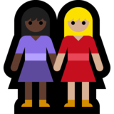 女性牵手:深色肤色,中浅肤色emoji素材一 160x160像素