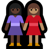女性牵手:深色肤色,中等肤色emoji素材一 160x160像素