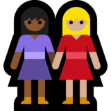 女性牵手:中暗肤色,中浅肤色emoji素材一 160x160像素