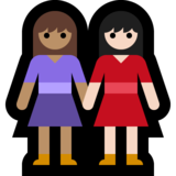 女性牵手:中等肤色,浅肤色emoji素材一 160x160像素