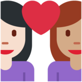情侣: 女人女人较浅肤色中等肤色emoji素材一 160x160像素