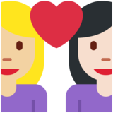 情侣: 女人女人中等-浅肤色较浅肤色emoji素材一 160x160像素