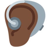 带助听器的耳朵:深色肤色emoji素材一 160x160像素