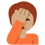 单手捂脸的人:中等肤色emoji素材一 160x160像素