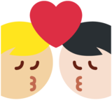 亲吻: 男人男人较浅肤色中等-浅肤色emoji素材一 160x160像素