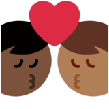 亲吻: 男人男人中等-深肤色较深肤色emoji素材一 160x160像素