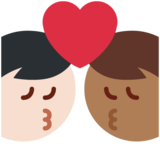 亲吻: 男人男人中等-深肤色较浅肤色emoji素材一 160x160像素