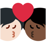 亲吻: 成人成人较深肤色较浅肤色emoji素材一 160x160像素