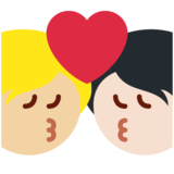 亲吻: 成人成人较浅肤色中等-浅肤色emoji素材一 160x160像素