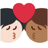 亲吻: 成人成人中等-深肤色较浅肤色emoji素材一 160x160像素