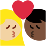 亲吻: 女人男人较深肤色中等-浅肤色emoji素材一 160x160像素