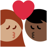亲吻: 女人男人较深肤色中等肤色emoji素材一 160x160像素