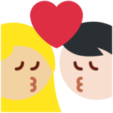 亲吻: 女人男人较浅肤色中等-浅肤色emoji素材一 160x160像素