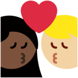 亲吻: 女人男人中等-浅肤色较深肤色emoji素材一 160x160像素
