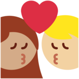 亲吻: 女人男人中等-浅肤色中等肤色emoji素材一 160x160像素