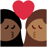 亲吻: 女人女人较深肤色中等-深肤色emoji素材一 160x160像素