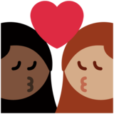 亲吻: 女人女人较深肤色中等肤色emoji素材一 160x160像素