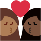 亲吻: 女人女人中等-深肤色较深肤色emoji素材一 160x160像素