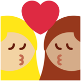 亲吻: 女人女人中等-浅肤色中等肤色emoji素材一 160x160像素